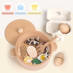 Детски Дървен Кухненски Комплект GINGER HOME, Тенджера с Храни, Риболов и Сортер, Монтесори, 27 части