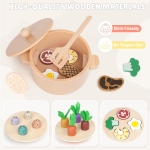 Детски Дървен Кухненски Комплект GINGER HOME, Тенджера с Храни, Риболов и Сортер, Монтесори, 27 части