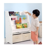 Детски Дървен Органайзер 2 в 1, Етажерка за Книжки и Кутии за Съхранение на Играчки