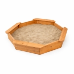 Детски дървен пясъчник GINGER HOME – 8-странен модел с 4 седалки, 134.5×134.5 см