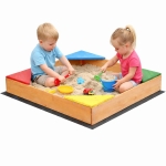 Детски дървен пясъчник GINGER HOME с 4 седалки – 90x90 см, за двор и градина