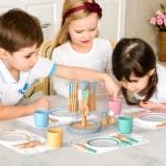 Детски Дървен Сервиз за Хранене 33 части GINGER HOME – Комплект за Ролева Игра с Чинии, Чаши, Прибори и Поставки