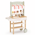 Детски Дървен Щанд за Сладолед GINGER HOME, Магазинче на Колела, MDF, 44/57x28x95.5 см, Монтесори Игра