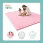 Детски Мемори Килим Ginger Home LOLLA, 150x200 См, 3,5 См Дебелина, Кадифено Мек Водоустойчив Горен Слой, Мемори Пяна, Противохлъзгаща Основа, Розов