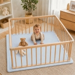 Детски Мемори Килим GINGER HOME LOLLA, 150x200 см, 3,5 см Дебелина, Кадифено Мек Водоустойчив Горен Слой, Мемори Пяна, Противохлъзгаща Основа, Син