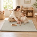 Детски Мемори Килим GINGER HOME LOLLA, 150x200 см, 3,5 см Дебелина, Кадифено Мек Водоустойчив Горен Слой, Мемори Пяна, Противохлъзгаща Основа, Сив