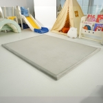 Детски Мемори Килим GINGER HOME LOLLA, 150x200 см, 3,5 см Дебелина, Кадифено Мек Водоустойчив Горен Слой, Мемори Пяна, Противохлъзгаща Основа, Сив