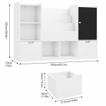 Детски Органайзер за Играчки GINGER HOME с Черна Дъска, Етажерка, 2 Чекмеджета и 6 Отделения, Масивно Дърво и MDF, 140x51x80 см