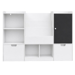 Детски Органайзер за Играчки GINGER HOME с Черна Дъска, Етажерка, 2 Чекмеджета и 6 Отделения, Масивно Дърво и MDF, 140x51x80 см
