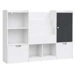 Детски Органайзер за Играчки GINGER HOME с Черна Дъска, Етажерка, 2 Чекмеджета и 6 Отделения, Масивно Дърво и MDF, 140x51x80 см