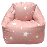 Детски Пуф Кресло GINGER HOME Little Stars, 100% Памук, Розов Барбарон Със Звезди, 55x44x55 см