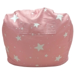 Детски Пуф Кресло GINGER HOME Little Stars, 100% Памук, Розов Барбарон Със Звезди, 55x44x55 см