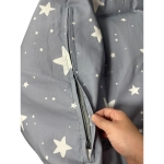 Детски Пуф Кресло GINGER HOME Little Stars, 100% Памук, Сив Барбарон Със Звезди, 55x44x55 см