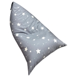 Детски Пуф Лежанка GINGER HOME Little Stars, 100% Памук, Сив Барбарон със Звезди, 127x81x76 см