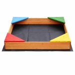 Детски дървен пясъчник GINGER HOME с 4 седалки – 90x90 см, за двор и градина