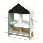 Детски Шкаф GINGER HOME, Етажерказа Играчки и Книжки  с Мече, Черна Дъска за Писане, Къщичка FOREST