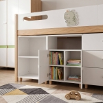 Детски Трикрилен Гардероб GINGER HOME DINO, с Рафтове, Лост за Закачалки и 6 Врати, Бяло, Зелено и Натурално Дърво, 120х60х180 см