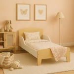 Детско Дървено Легло със Защита и Подматрачна Рамка 140/70 см – GINGER HOME