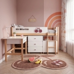Детско Комбинирано Легло GINGER HOME CHERRY с Бюро, Скрин, Шкаф и Подматрачна Рамка, 90x200 см