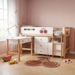 Детско Комбинирано Легло GINGER HOME CHERRY с Бюро, Скрин, Шкаф и Подматрачна Рамка, 90x200 см