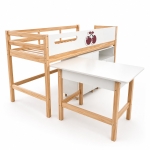 Детско Комбинирано Легло GINGER HOME CHERRY с Бюро, Скрин, Шкаф и Подматрачна Рамка, 90x200 см