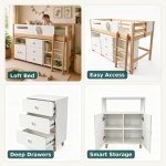 Детско Комбинирано Легло GINGER HOME DINO с Етажерка, Шкаф, Скрин и Подматрачна Рамка, 90x200 см