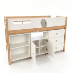 Детско Комбинирано Легло GINGER HOME DINO с Етажерка, Шкаф, Скрин и Подматрачна Рамка, 90x200 см