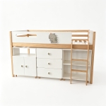 Детско Комбинирано Легло GINGER HOME DINO с Етажерка, Шкаф, Скрин и Подматрачна Рамка, 90x200 см