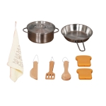 Голяма Детска Дървена Кухня GINGER HOME, Ъглова с Мивка с Течаща Вода, Звук и Светлина, Хладилник, Микровълнова, Пералня, Прозорец, Завеси и Аксесоари, 134x80x99 см