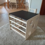 Монтесори Комплект 2 в 1 GINGER HOME, Детска Маса със Столче и Катерушка Куб, Активна Маса за Игра, Натурално Дърво, 57x50x55 см