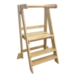 Монтесори Кула за Деца GINGER HOME, Сгъваемо Помощно Столче за Кухня, Learning Tower, Безопасна Детска Стълба, Масивно Натурално Дърво, 51x37x92 см