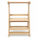 Монтесори Кула за Деца GINGER HOME, Сгъваемо Помощно Столче за Кухня, Learning Tower, Безопасна Детска Стълба, Масивно Натурално Дърво, 51x37x92 см