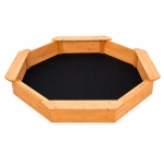 Детски дървен пясъчник GINGER HOME – 8-странен модел с 4 седалки, 134.5×134.5 см