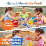 Детски дървен пясъчник GINGER HOME – 8-странен модел с 4 седалки, 134.5×134.5 см