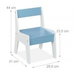 Детска дървена маса с 2 столчета бяло/синьо 