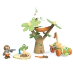 Интерактивен дървен комплект, Hape, Kола с електрическа вятърна турбина, 12 части