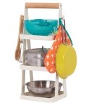 Комплект за игра, Battat, Тенджери и тигани с поставка за съхранение, 9 части