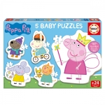 Прогресивен пъзел, Educa, Peppa Pig, 5 в 1, 3/4/4/4/5/ части