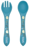 Силиконов комплект за хранене, вилица и лъжица, Sassi, 