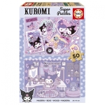 Дървен пъзел, Educa, Kuromi 2 в 1, 2х25 части