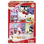 Дървен пъзел, Educa, Hello Kitty Супер стил 2 в 1, 2х25 части