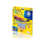 Комплект двустранни триъгълни цветни моливи, Astra, С острилка, 24 бр., 48 цвята