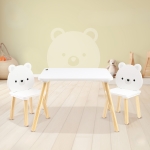 Дървена маса с 2 стола White Bears