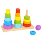 Дървена играчка за нанизане Пирамиди 3в1 - TKF008A