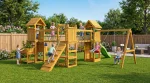 Fungoo 08510T Optimizer TEAK детска площадка с 3 кули, пързалка и люлка
