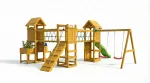 Fungoo 08510T Optimizer TEAK детска площадка с 3 кули, пързалка и люлка