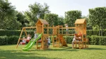 Fungoo 08510T Optimizer TEAK детска площадка с 3 кули, пързалка и люлка