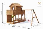 Fungoo 08950T MARS TEAK детска площадка с къща, пързалка и 2 люлки