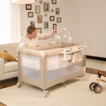 Kinderkraft LEODY UP сгъваема бебешка кошара с аксесоари 