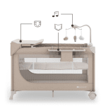 Kinderkraft LEODY UP сгъваема бебешка кошара с аксесоари 